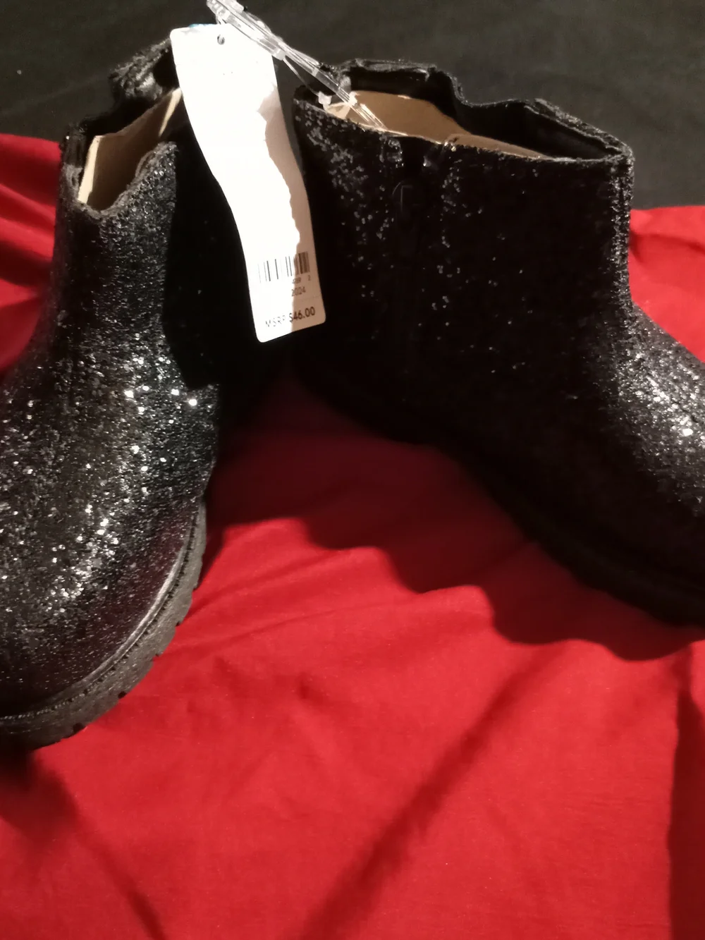 Carter's Black Glitter Ankle Booties for Girls